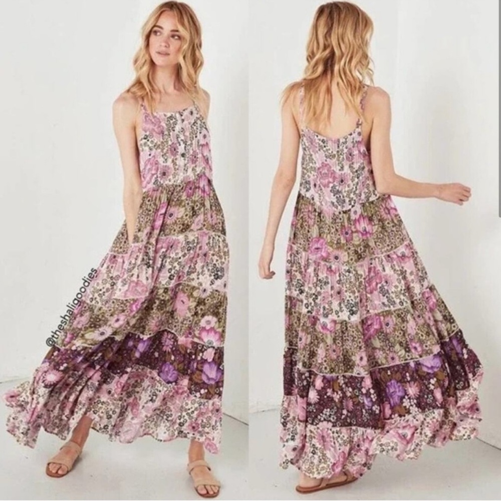 Spell Desert Daisy Pink and Purple Lilac High-Low Halter Maxi Dress